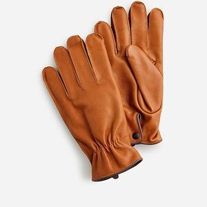 J. Crew Tan and Orange Leather Gloves with Elastic Wrist